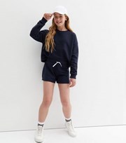 New Look Girls Navy Tie Waist Runner Shorts